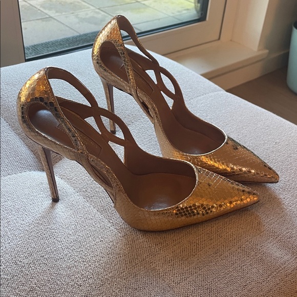 Aquazzura Gold Metallic Heels with braided detail - Picture 16 of 16